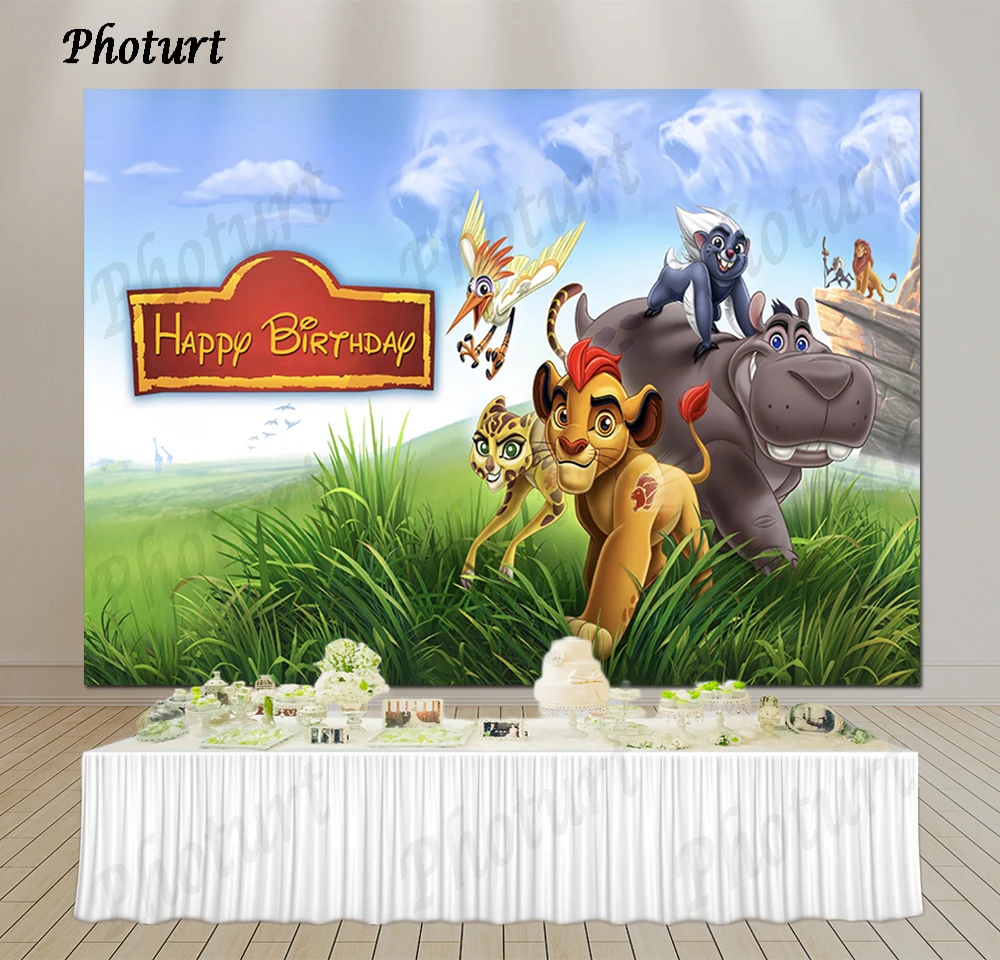 Disney Lion King Simba Backdrop Kids Birthday Decoration Background the Lion Guard Vinyl Polyester Photography Decor Props