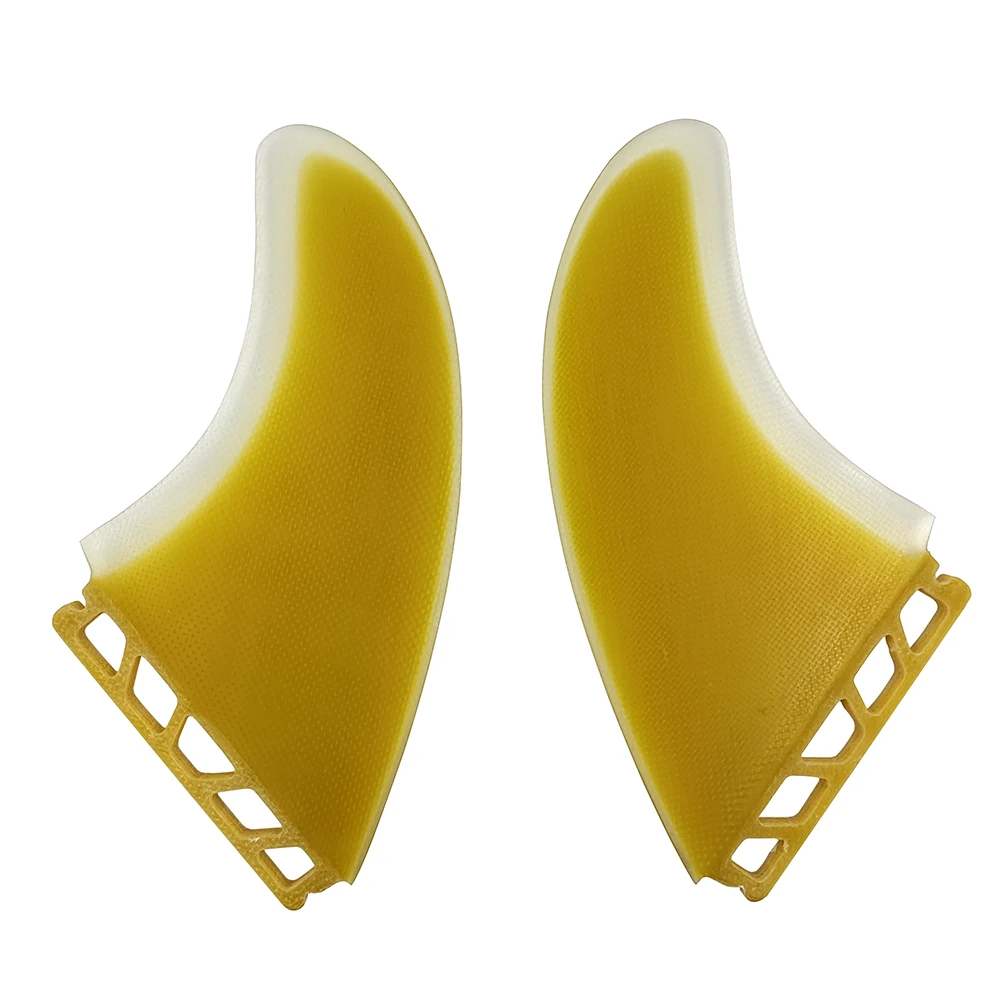 Twin Fins Set Keel MR Clear&Yellow UPSURF FUTURE Surfboard Fins Fiberglass Surfing Fins 2 Pcs Set Construction Performance Core