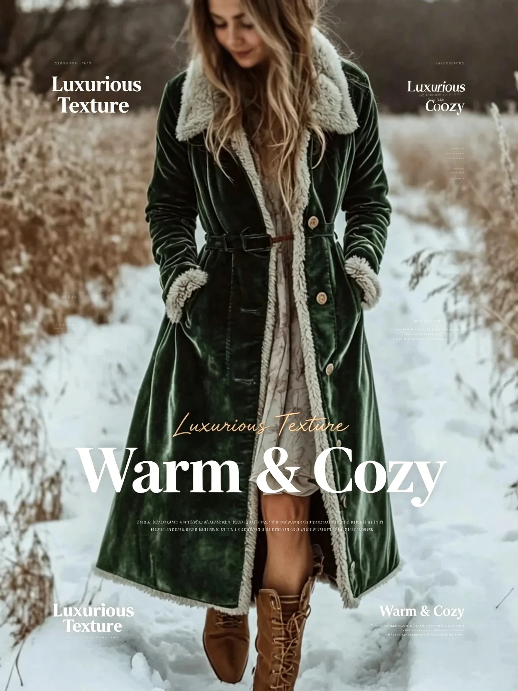 Abrigo Largo Vintage de Terciopelo Verde Oscuro con Solapa: Abrigo Cálido de Otoño/Invierno para Mujer, Ajustado, con Cintura Ajustable y Forro Polar