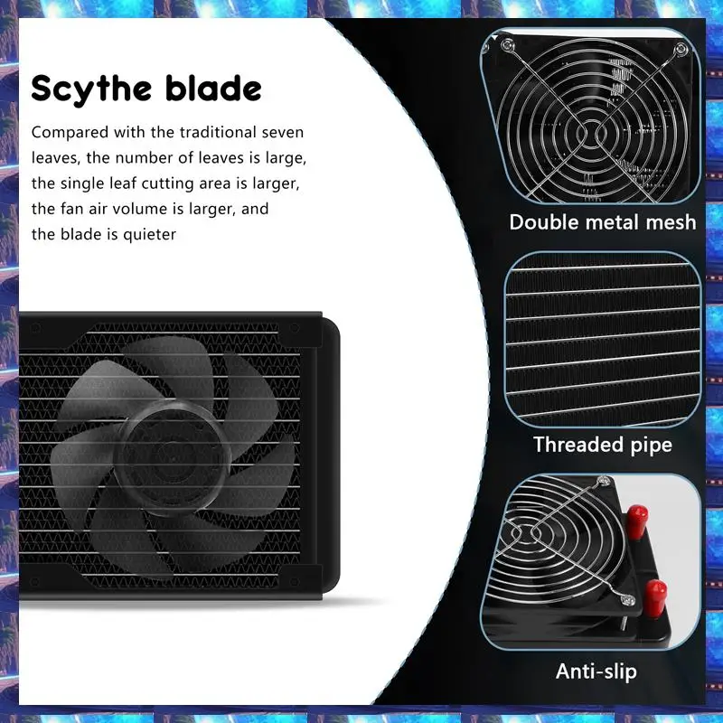 

2025 Aluminum 240Mm 10 Pipe Water Cooling Cooled Row Heat Exchanger Radiator With Fan For CPU PC Water Cooling System,Aluminum 2