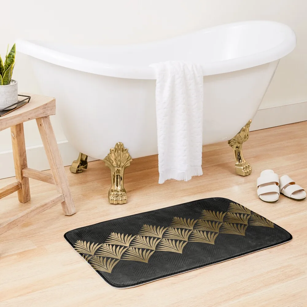 

Reims, France: Luxueux Black and Gold Hues Art Deco Bath Mat Wc Waterproof Bathroom Rugs Carpet For Bath Mat