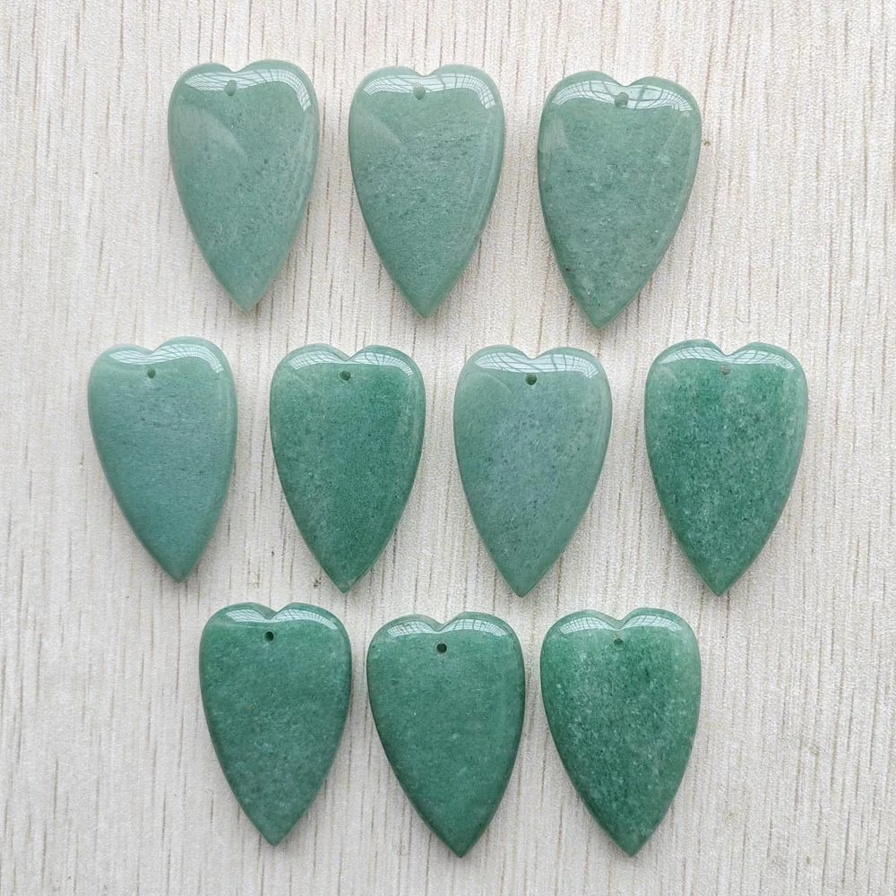 

Natural Green aventurine Fashion long heart pendants for jewelry accessories making gifts fast shipping Wholesale 10pcs/lot