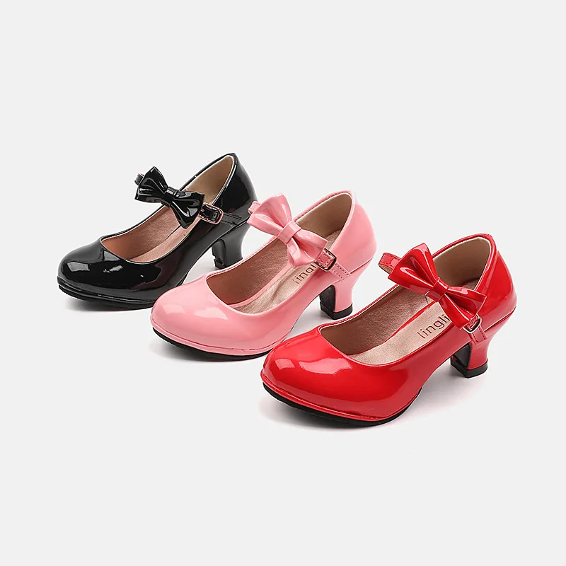 New Leather Shoes Fashion Versatile Comfort Girl Shoe Princess Exquisite Casual High-heeled Sandals Performance Classic Kid Shoe