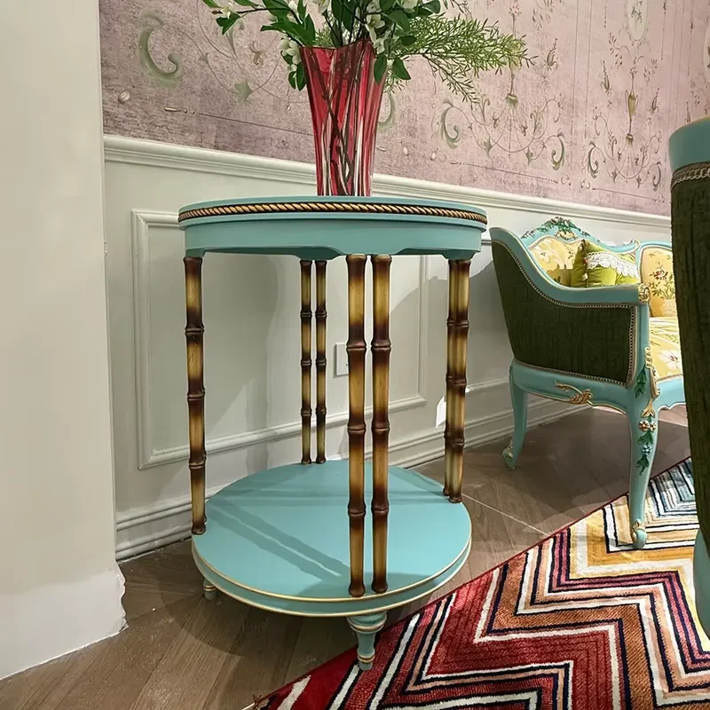 Chinoiserie Holly Wood Regency Bamboo Hand Painted Botanical Floral Wreath 2 Tier Round Pedestal Side End Corner Table