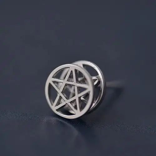 Real 925 Sterling Silver Pentagram Star Stud Earrings For Women Simple Platinum plating Earings Fine Jewelry