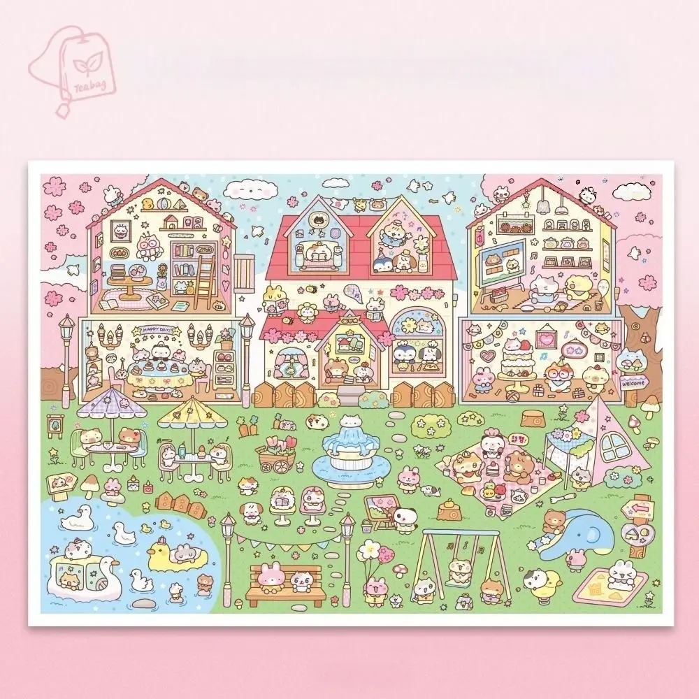 New Beach Scene 3D Stacking Stickers Cute Animals Amusement Park Scrapbook Stickers PET Die Cut Mini Landscape Sticker Kid Gifts