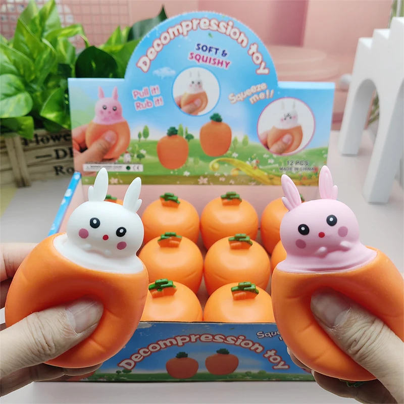 1Pc Decompression Vent Toy Cute Cartoon Carrot Rabbit Cup Squeeze Toys Stress Relief Toys Children Kids Antistress Toy Gifts