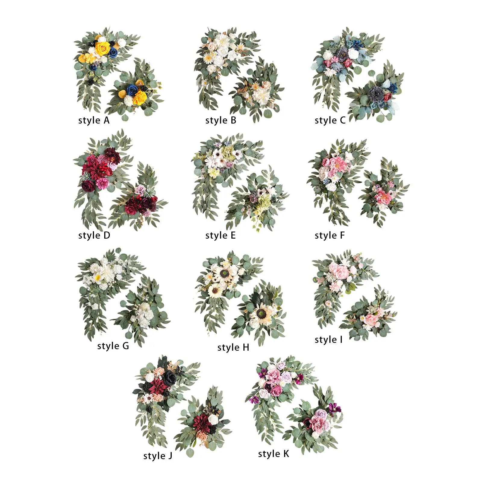 

2Pcs Handmade Artificial Wreath Door Wreath Artificial Floral Swag Fake Flower DIY Ornament Wedding Arch Flower for Decorated