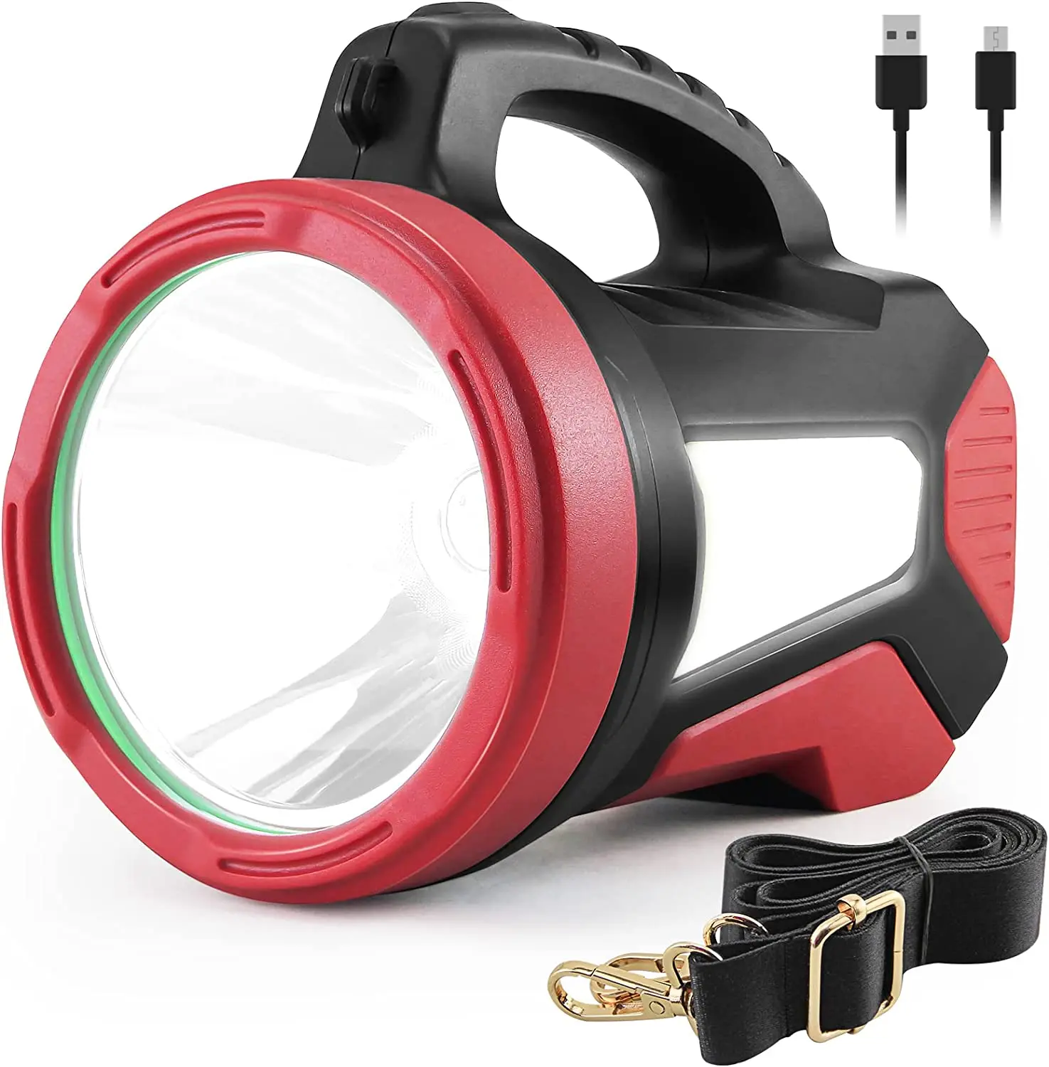 

2100LM LED Rechargeable Spotlight Flashlight Camping Lantern with 9000mAh Batteries