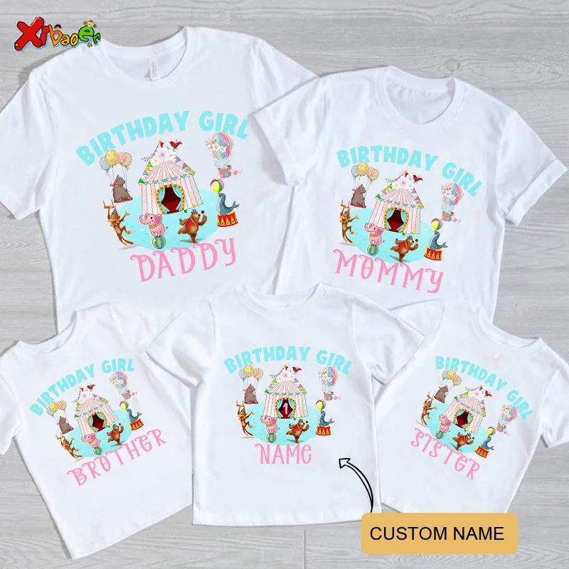 

family t shirt set for girl birthday Matching Outfits Carnival Birthday Shirt Custom name T shirts Baby Circus Birthday Boy Tees