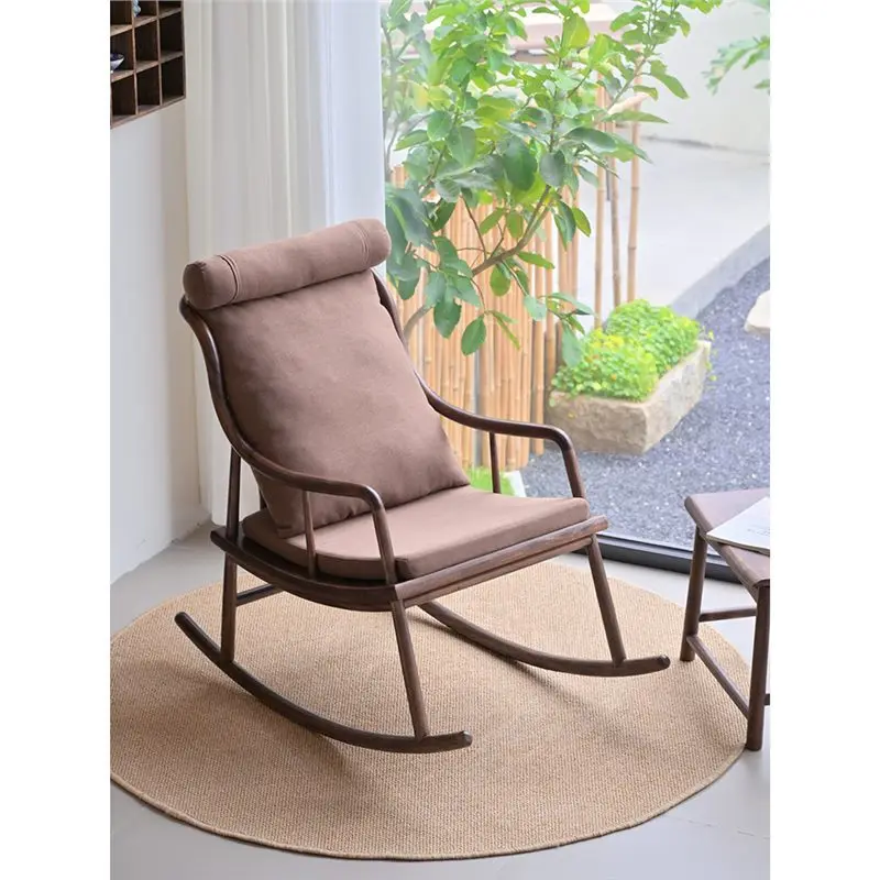 

lazy sofa rocking chair retro autumn and winter adult reclining chair pure solid wood Chinese living room rocking chair