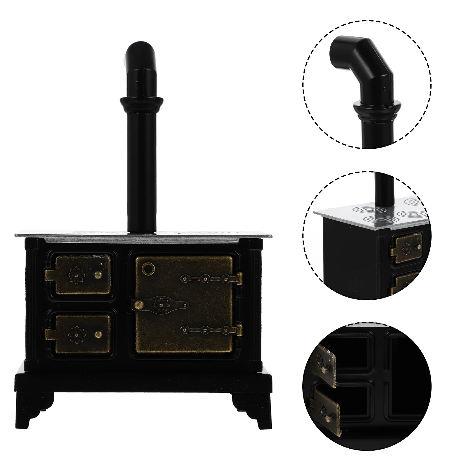 Mini Iron Stove Indoor Furniture Decoration Lovely House Miniature Cooking Bench
