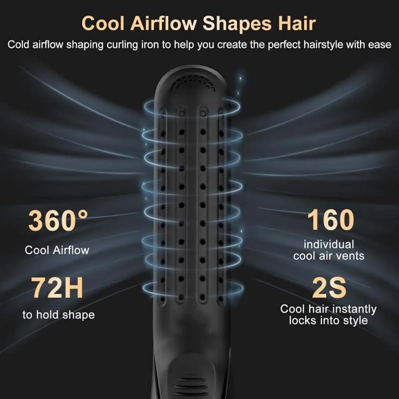 2 In 1 Ceramic Cool Airflow Hair Styler piastra per capelli portatile e bigodino piastra galleggiante 3D Cool Air Styler Flat Iron