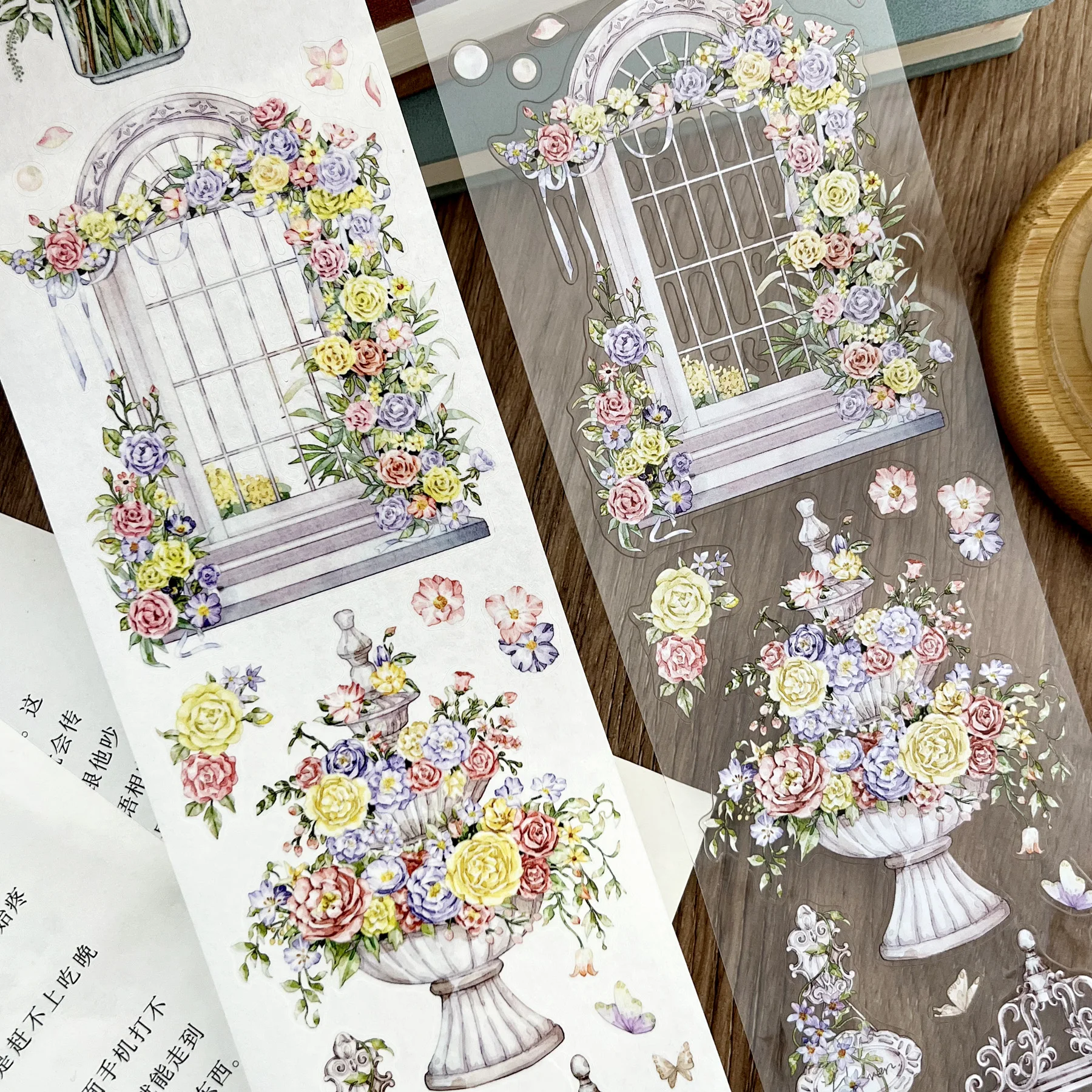 Garden Spring journalbook Tape and Paper PET Die Cut DIY Sticker Flower Background Material