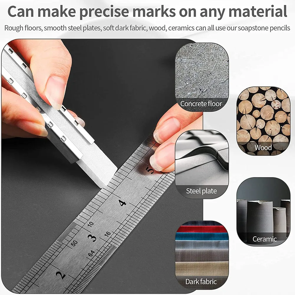 Soapstone Holder Soapstone Pencil Round Flat Aluminum Welding Tools Flat Soap Stone Markers Removable on Steel,Aluminum