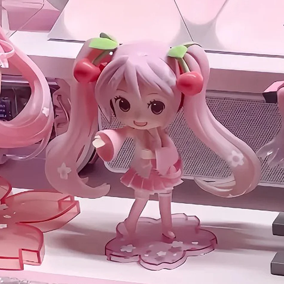 هاتسون ميكو أنيمي الشكل اللعب فستان الكرز الوردي ميكو Kawaii الكرتون البلاستيكية عمل Q نسخة نموذج الدمى هدايا أعياد الميلاد هدايا الاطفال