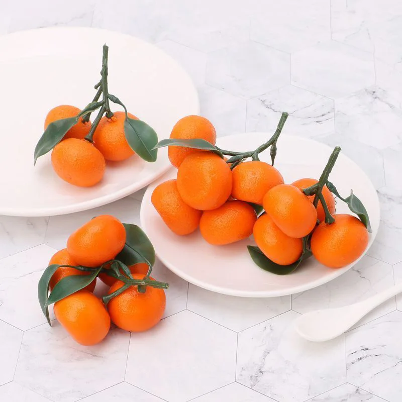 Tangerina artificial de alta qualidade para cozinha, acessórios artificiais, suprimentos de simulação, decoração de alimentos, frutas, 2020