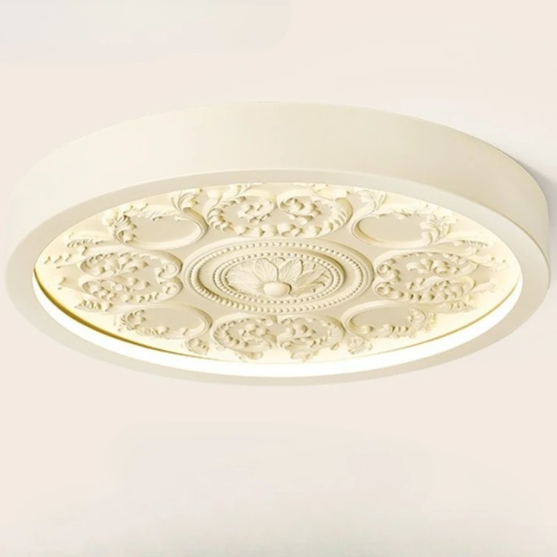 

European White Rotundity Relief Resin Ceiling Lights Art Decoration Living Room Bedroom Restaurant Kitchen Hanging Lamps Fixture