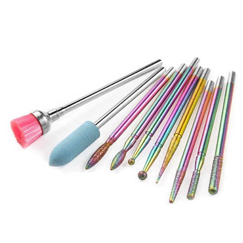 10Pcs Nail Drill Bit Polishing Head Manicure Tungsten Steel Nail Removal Pre-processing Polishing Head Dead Skin Polishing Tool