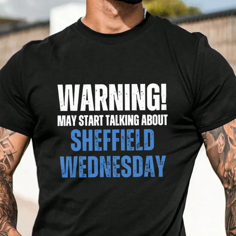

Tshirts Men's Sheffield Wednesday FC Logo Warning Retro Short Sleeve T-shirt Casual Round Neck Top Clothing Size S-3XL