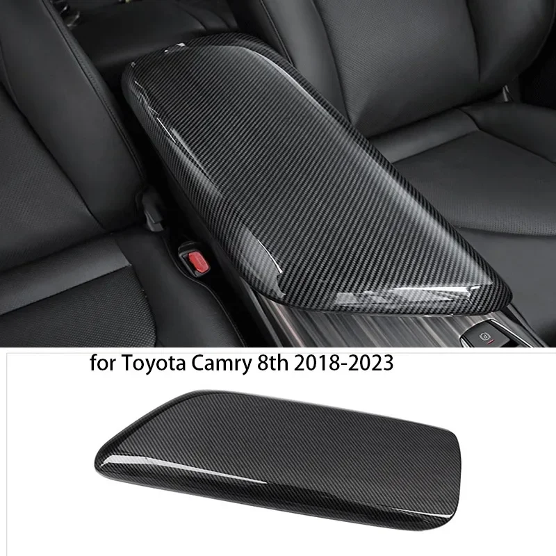 Carbon Fibre Colour ABS Handrail Cover for Toyota Camry 8th 2018-2023 Car Carbon Fiber Texture Center Console