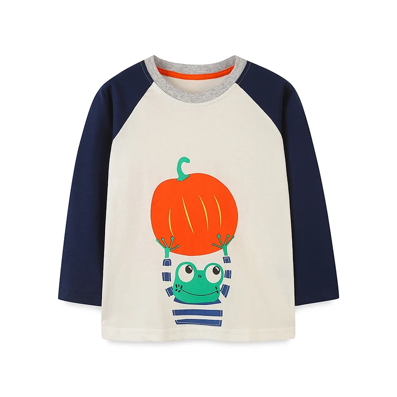 Little Maven Kinderkleidung 2026 Herbst Leuchtendes Halloween-Kürbis-Langarm-T-Shirt Baumwoll-Oberteile Baby Jungen Kinderkleidung – Detail 2