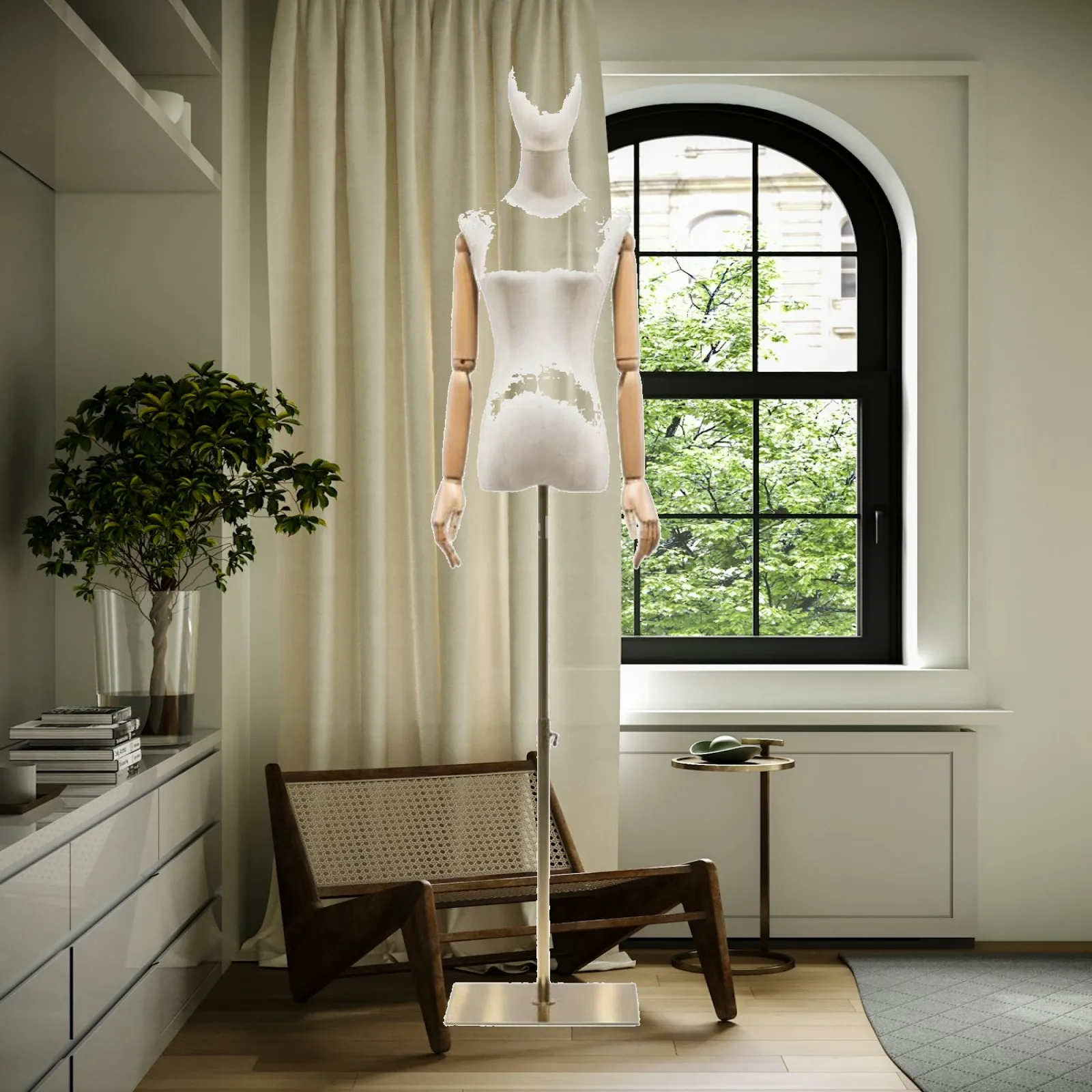 Adjustable Linen Display Mannequin for Boutique Clothing Showcase with Stable Metal Base for Women Apparel