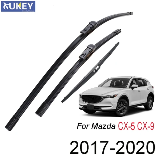 Xukey Juego de limpiaparabrisas delantero y trasero para Mazda CX-5 CX-9 CX5 CX9 MK2 2020 2019 2018 2017 24 ""18"" 14""