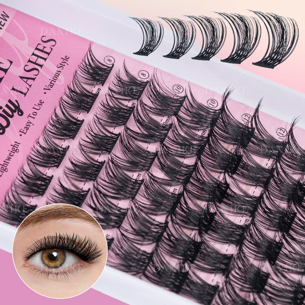 DANIKE 72 Uds DIY extensión de pestañas en racimo pestañas postizas segmentadas mezcla 8-16mm volumen pestañas grupos pinzas de pestañas individuales