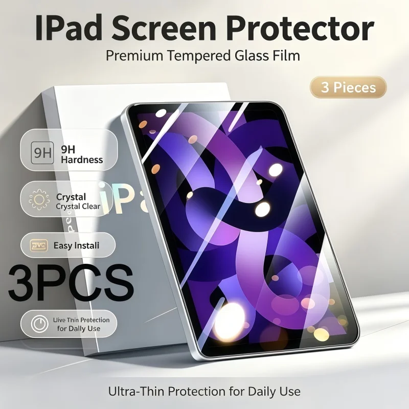 3PCS Tempered Glass For Ipad Pro 13 12.9 11 6th M4 M2 2024 Air 5 4 3 2 1 9 9th 10 10th Gen Mini 6 10.2 10.9 9.7 Screen Protector