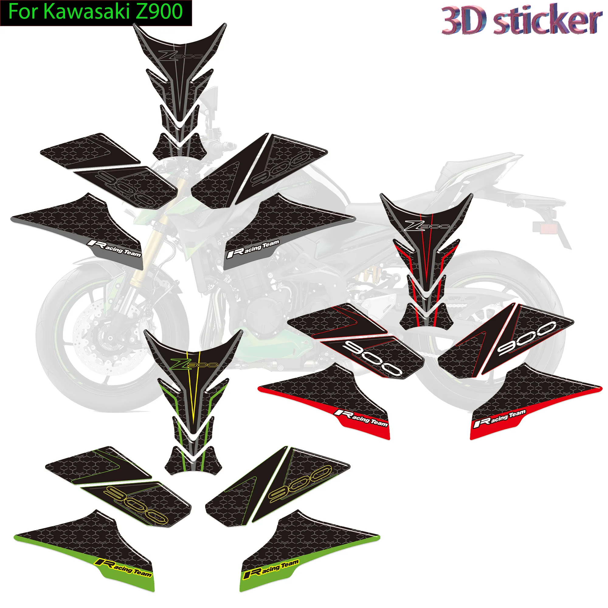 Motorcycle Tank Knee Pad Grips 3D stickers Decals Protector Gas Fuel Oil Kit for Z900 Z 900