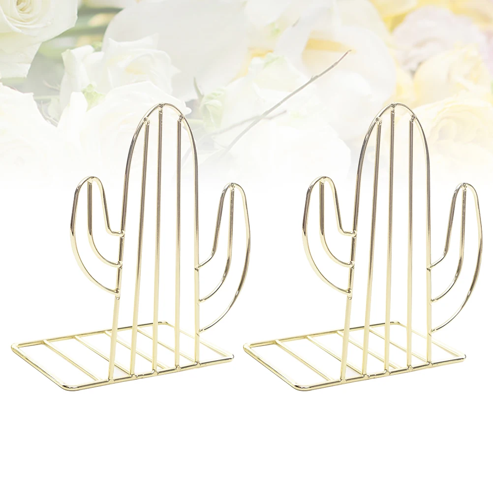 

Modern Cactus Shaped Bookends Iron Wrought Creative Desktop Organizer Material Keep Books Magazines Tidy Home Office