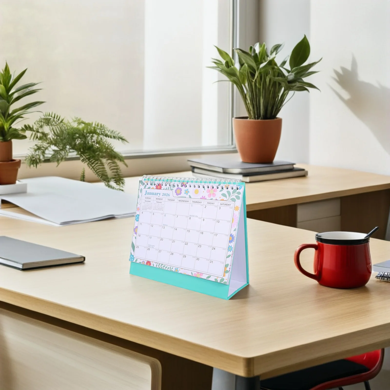 Desk Calendar Jan 2026 to Jun 2027 Standing Desktop Calendar Twin-Wire Binding Monthly Weekly Planner Compact Desk Decor Office