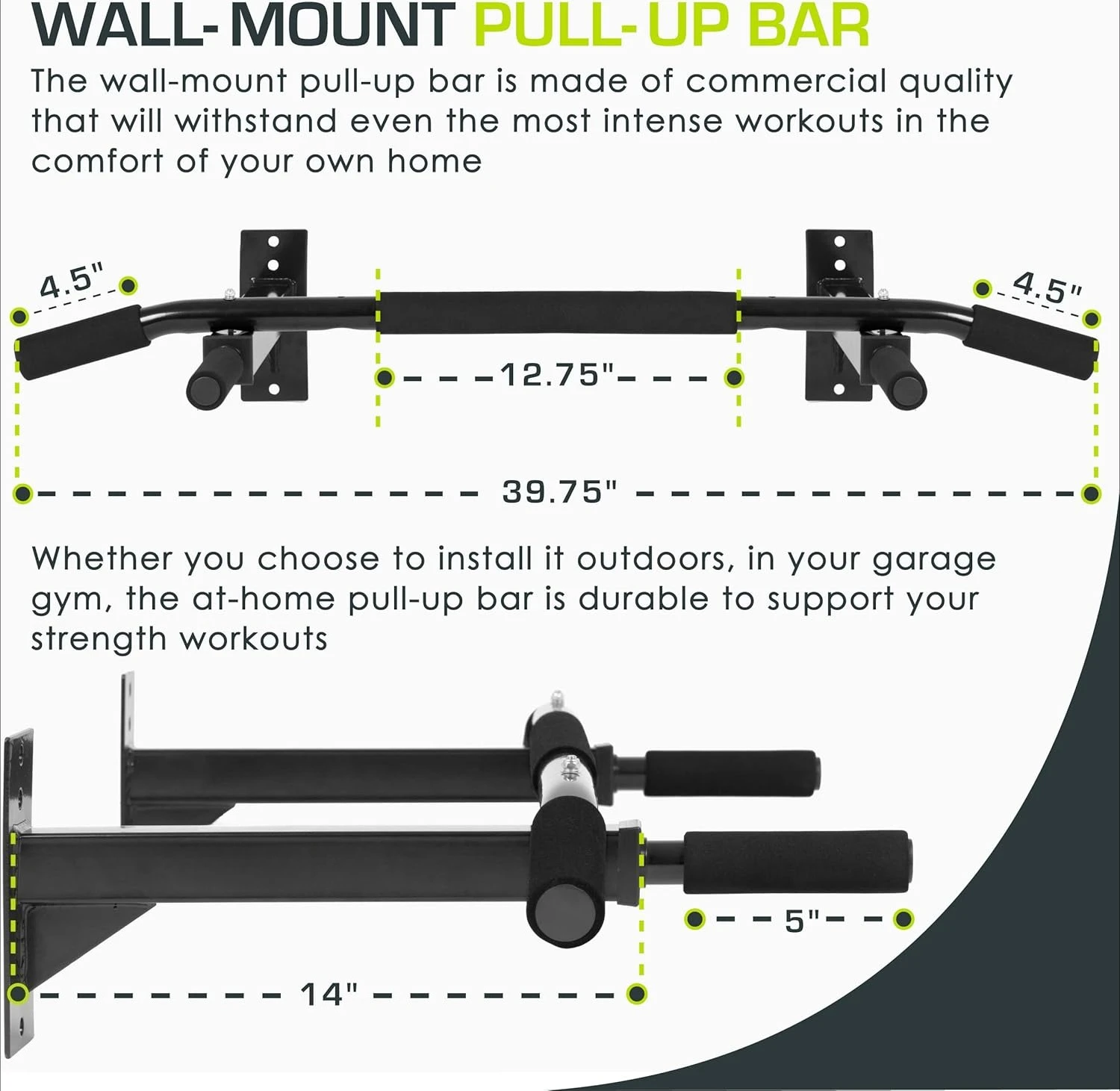 

Heavy Duty Doorway Mount Pull Up/Chin-Up Bar, Adjustable with Foam Grips for Home Workouts