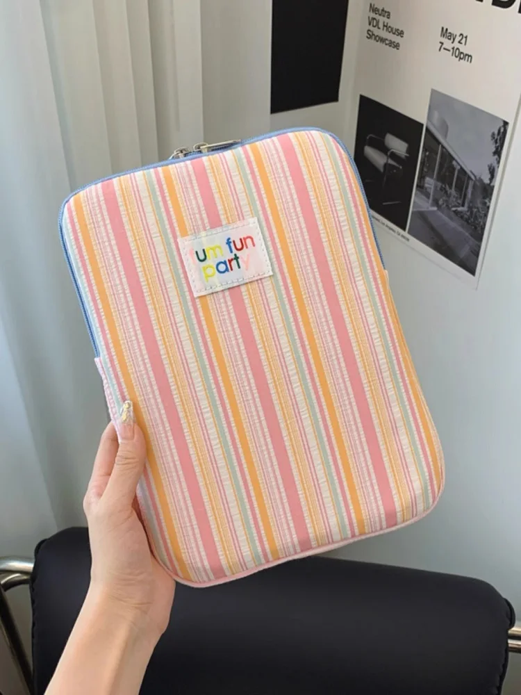 INS Color-striped Tablet Bag For Ipad Air6 Pro11 10.9 10.5 Macbook/Samsung/HP Huawei 13.3 13.6 14 Inch Shockproof Laptop sleeve