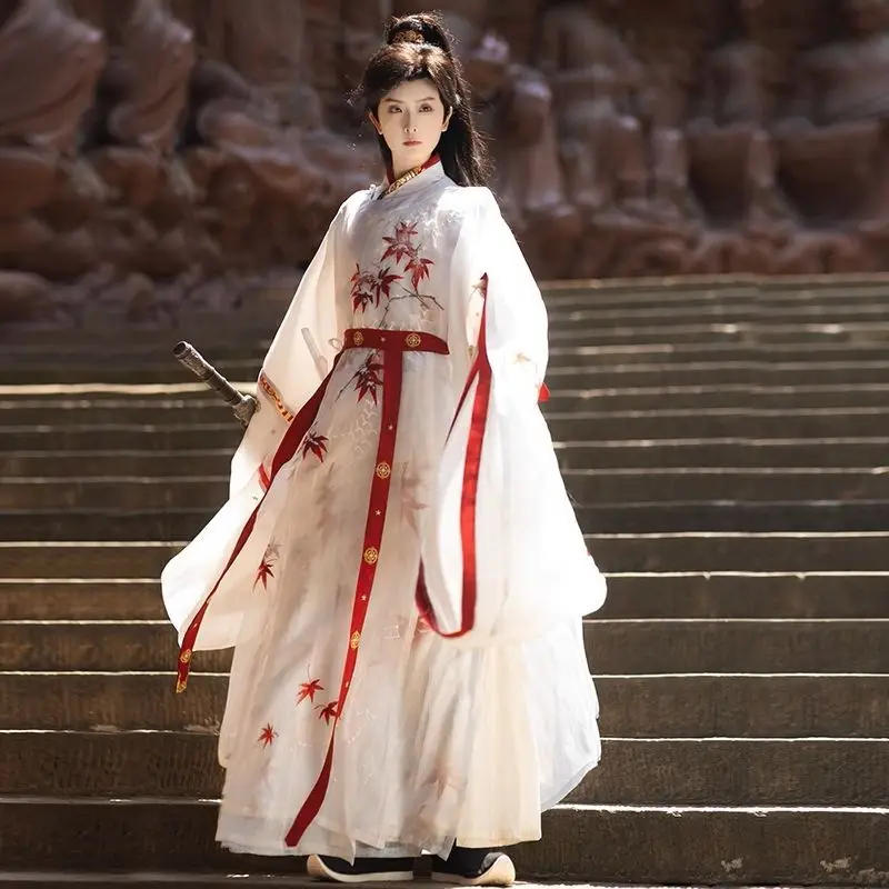 

Hanfu Maple Leaf Embroidered Round Neck Robe Bijia Men's And Women's Same Style Spring And Summer New Model Set