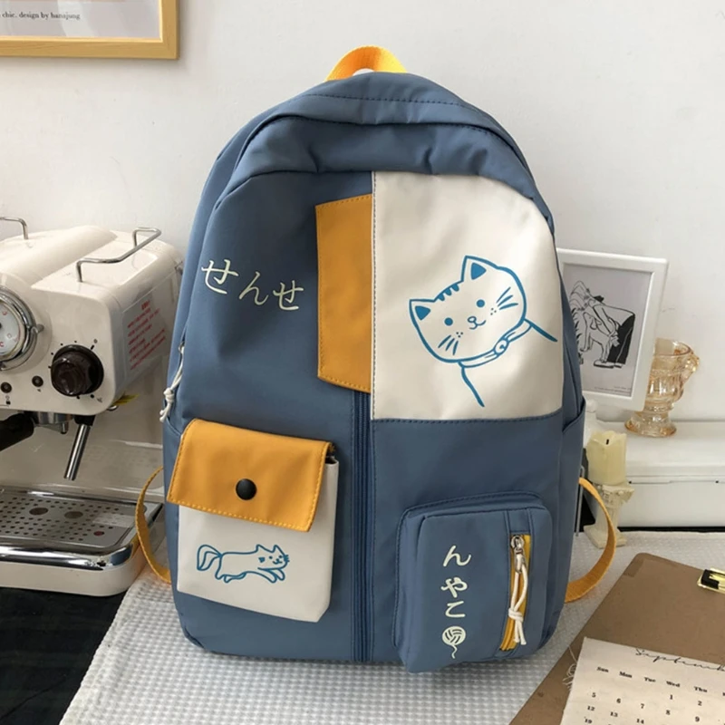 Mochila escolar feminina retalhos feminino capacidade estilo japonês bolsa ombro para meninas adolescentes