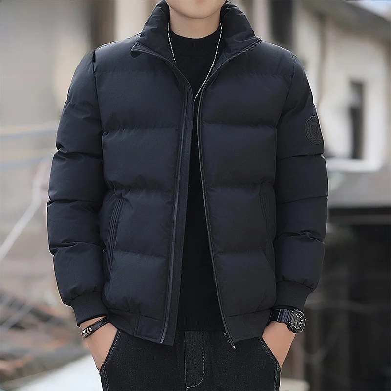 Jaket Pria Musim Dingin Berbahan Katun Hangat, Model Kasual Slim Fit, Gaya Meksiko, Baru 2025, Panjang, Kerah Tegak