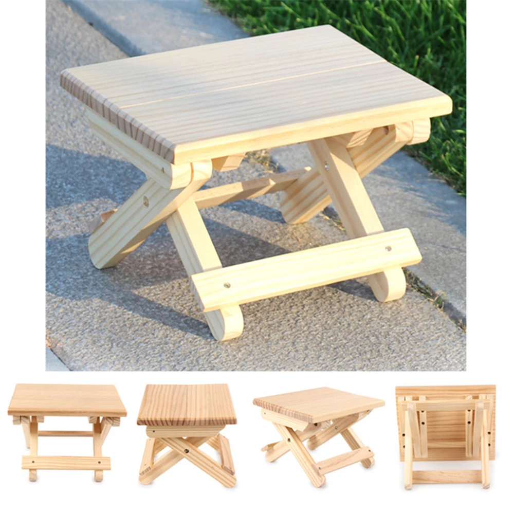 

Wooden Folding Stool Kids Chair Solid Camp Stool Portable Household Solid Wood Furniture Fishing Chair Small Bench Square Stool