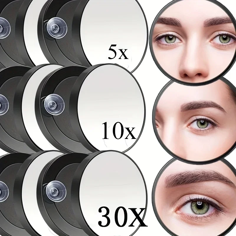 Small Magnifying Mirror with Suction Cup and Tweezers, Compact Mirror Set for Plucking Eyebrows 3.5 Inches