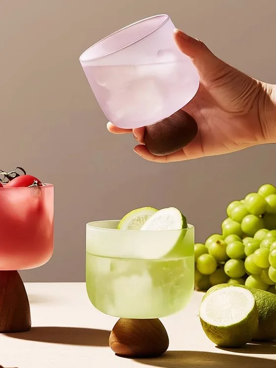 

Креативный цветной стакан для коктейлей, простой стакан для шампанского, вина, виски, желе, женская чайная чашка, маленькая чайная чашка, стеклянный стакан в скандинавском стиле