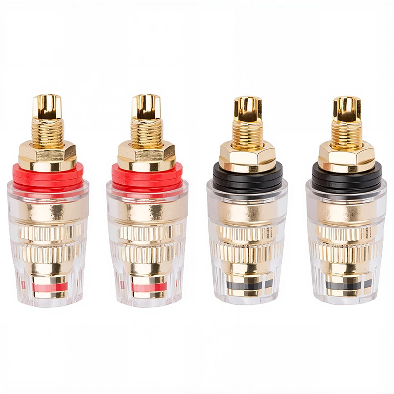 HIFI Copper Socket Plug Crystal Audio Speaker Connector Gold-plated Amplifier Terminal Binding Post Banana Plug Socket M8 L8