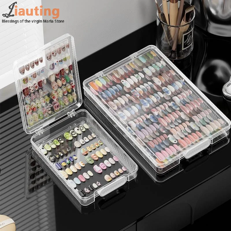 Scatola portaoggetti vuota per unghie Set di imballaggio per unghie finte per organizzatore di manicure Forniture per unghie con nastro adesivo biadesivo