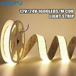 Ultra Bright PCB 30MM COB LED Strip Light 12V/24V 3000K 4000K 6000K RA90 1600LED Flexible Ribbon Tape Lamp Dimmable 5 Row Tape