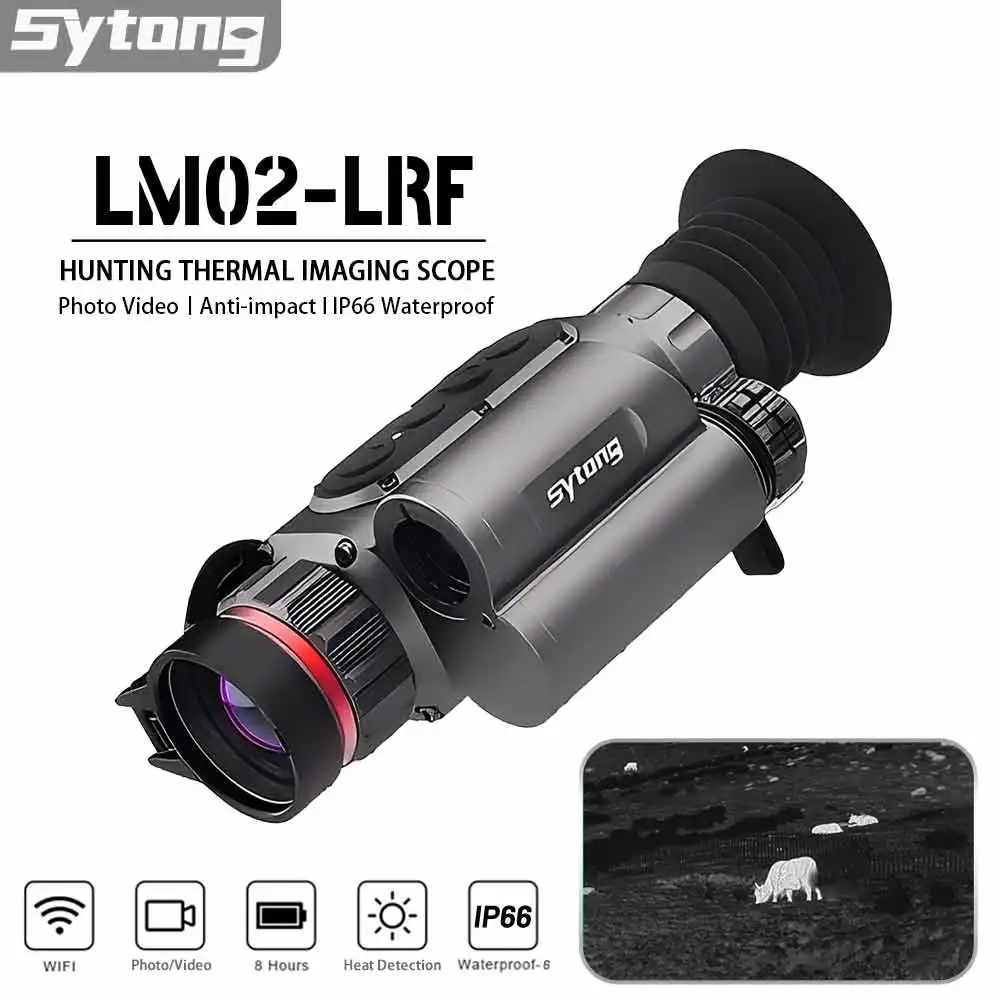 

Sytong LM02-LRF Thermal Scope Heat Imaging with 1000m Ranging High Anti-Impact WIFI Shockproof Hunting Clip-on Thermal Monocular