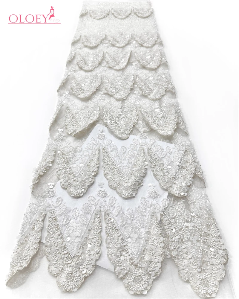 

OLOEY African Heavy Beaded Mesh Lace Fabric 2026 Premium Nigerian Sequined Lace Fabric Women's Wedding Gown and Evening Dress Ma