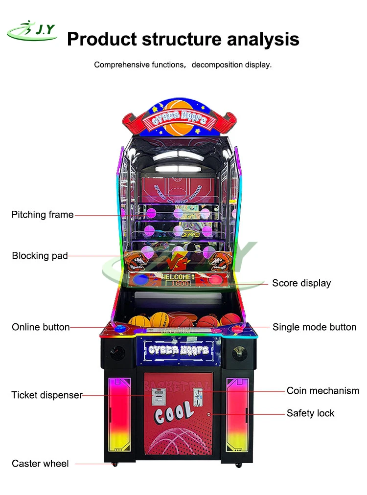 High Durability Cyber Hoops Basketball Shooting Game Machine Plastic Metal Frame Customizable Coin-Operated for Amusement