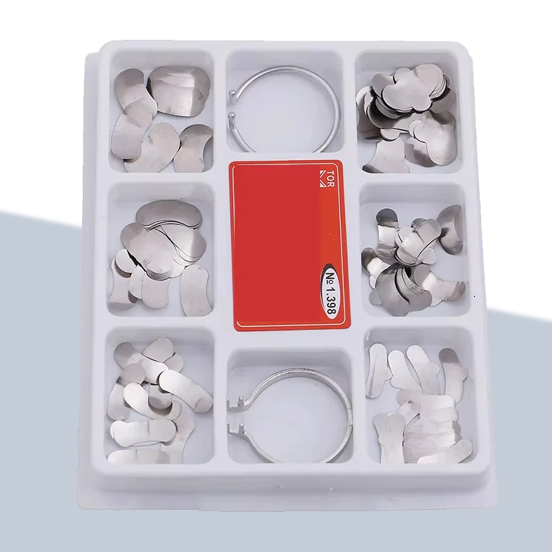 

100Pcs Dental Matrix Band Metal Sectional Contoured Matrices Clamping Ring for Dentist Resin Filling Tools