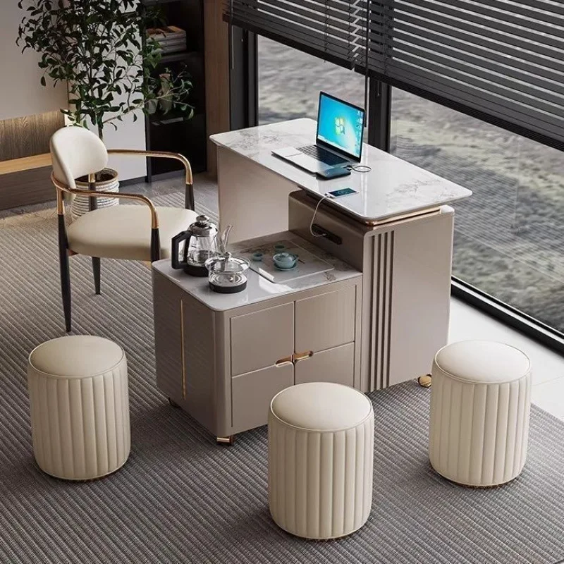 Rotating rock plate tea cart household coffee table + automatic water filling integrated paint