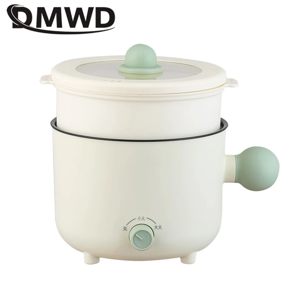 DMWD Household Electric Cooker Mini Skillet Food Steamer Hot Pot Porridge Soup Cooking Pot Breakfast Maker Ceramic Glaze Liner